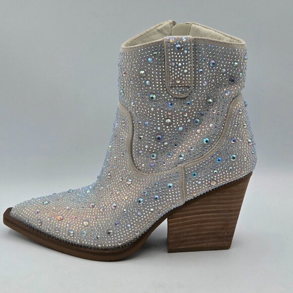 Very G Kady Women's Silver Rhinestone Booties Western Size 8 CHIC - Picture 3 of 8